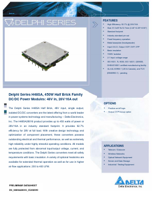 H48SA28016NY Datasheet PDF Delta Electronics, Inc.