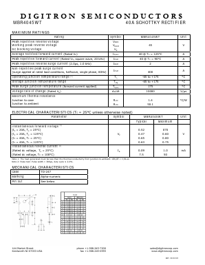 MBR4045WT Datasheet PDF Digitron Semiconductors