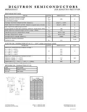 MBR20200CT Datasheet PDF Digitron Semiconductors