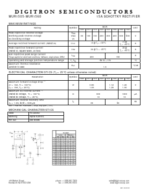 MUR1505 Datasheet PDF Digitron Semiconductors