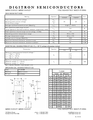 MBR1545CT Datasheet PDF Digitron Semiconductors