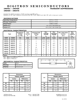 1N6472 Datasheet PDF Digitron Semiconductors