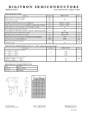 MBR6045WT Datasheet PDF Digitron Semiconductors