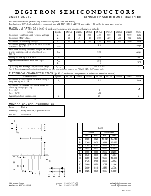 3N254 Datasheet PDF Digitron Semiconductors