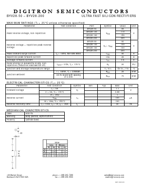 BYV28-100 Datasheet PDF Digitron Semiconductors