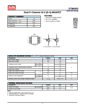 DTM4953 Datasheet PDF DinTek Semiconductor Co,.Ltd
