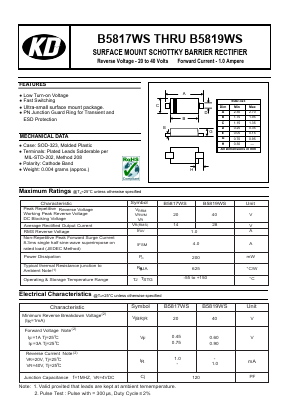 B5817WS Datasheet PDF Diotech Company.