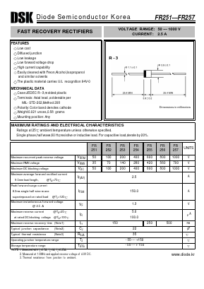 FR256 Datasheet PDF Diode Semiconductor Korea