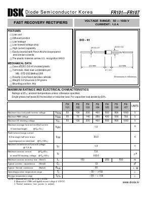 FR101 Datasheet PDF Diode Semiconductor Korea