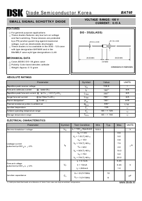 BAT46 Datasheet PDF Diode Semiconductor Korea