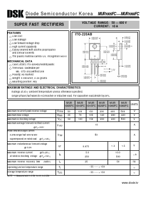 MUR1015FC Datasheet PDF Diode Semiconductor Korea