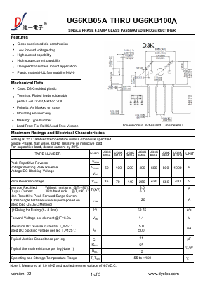 UG6KB05A Datasheet PDF DIYI Electronic Technology Co., Ltd.