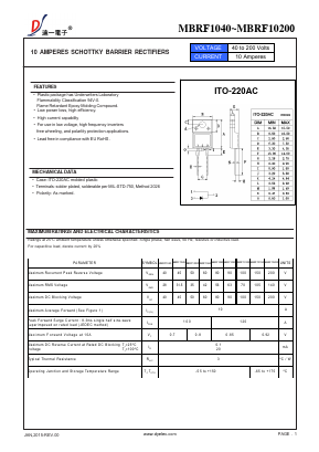 MBRF1040 Datasheet PDF DIYI Electronic Technology Co., Ltd.