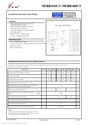 MURB1610CT Datasheet PDF DIYI Electronic Technology Co., Ltd.