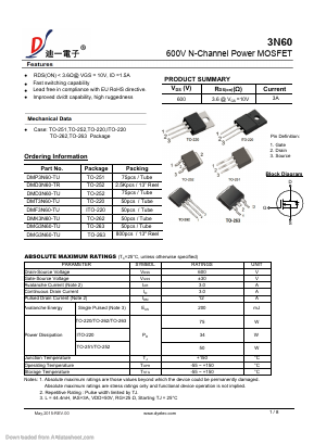 DMD3N60-TR Datasheet PDF DIYI Electronic Technology Co., Ltd.