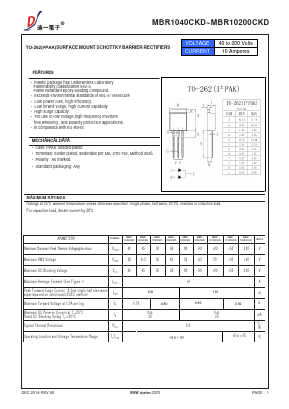 MBR1040CKD Datasheet PDF DIYI Electronic Technology Co., Ltd.