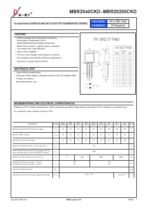 MBR2060CKD Datasheet PDF DIYI Electronic Technology Co., Ltd.