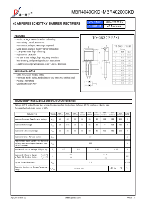 MBR4040CKD Datasheet PDF DIYI Electronic Technology Co., Ltd.