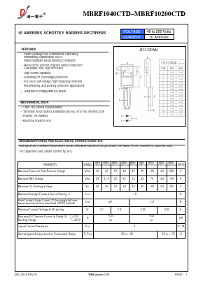 MBRF10150CTD Datasheet PDF DIYI Electronic Technology Co., Ltd.