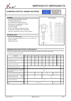 MBRF40150CTD Datasheet PDF DIYI Electronic Technology Co., Ltd.