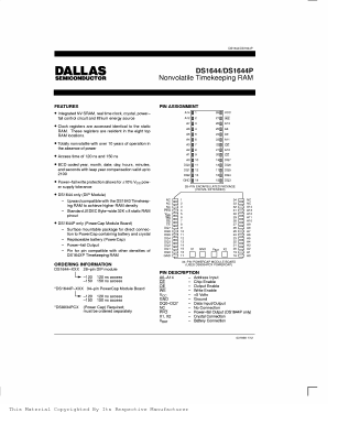 DS1644P-150 Datasheet PDF Dallas Semiconductor -> Maxim Integrated