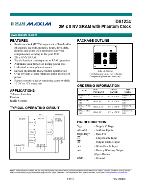 DS1254W2-150 Datasheet PDF Dallas Semiconductor -> Maxim Integrated