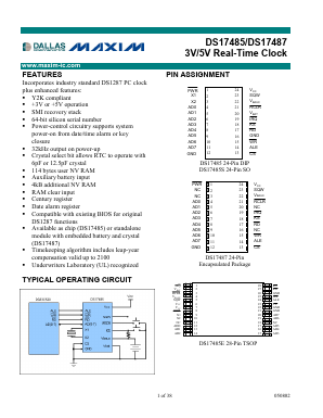 DS17487N-5 Datasheet PDF Dallas Semiconductor -> Maxim Integrated