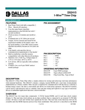 DS2415P Datasheet PDF Dallas Semiconductor -> Maxim Integrated