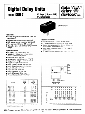 DDU-7-10 Datasheet PDF Data Delay Devices