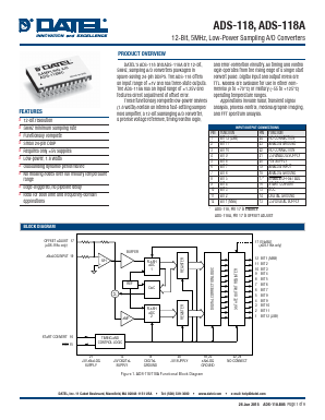 ADS-118 Datasheet PDF  DATEL Data Acquisition products 