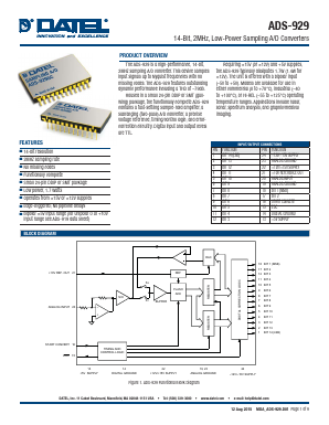 ADS-929MC Datasheet PDF  DATEL Data Acquisition products 