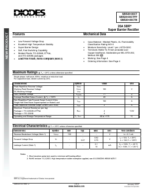 SBR20100CTB Datasheet PDF Diodes Incorporated.