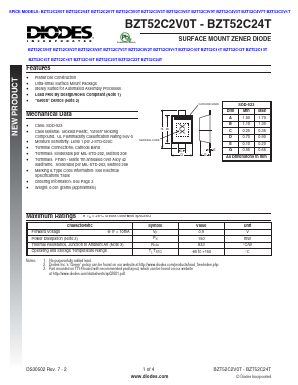 BZT52C2V4T Datasheet PDF Diodes Incorporated.