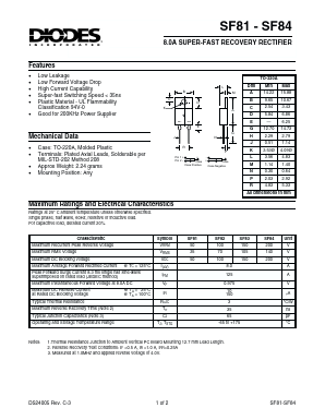 SF83 Datasheet PDF Diodes Incorporated.