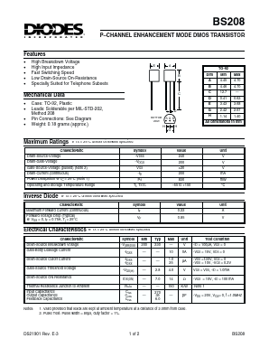 BS208 Datasheet PDF Diodes Incorporated.