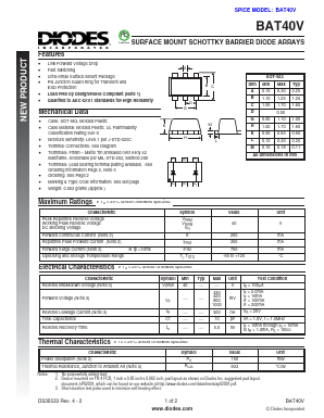 BAT40V Datasheet PDF Diodes Incorporated.