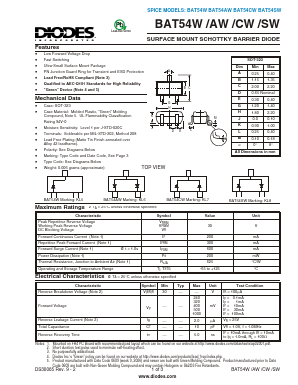BAT54SW-7-F Datasheet PDF Diodes Incorporated.
