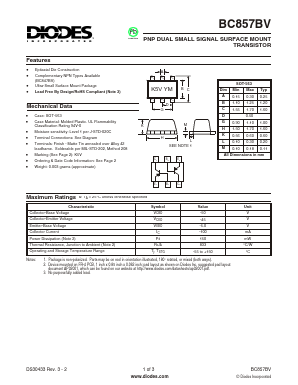 BC857BV-7 Datasheet PDF Diodes Incorporated.
