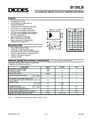 B130LB Datasheet PDF Diodes Incorporated.