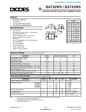 BAT42WS-7-F Datasheet PDF Diodes Incorporated.
