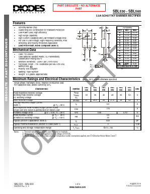 SBL530 Datasheet PDF Diodes Incorporated.