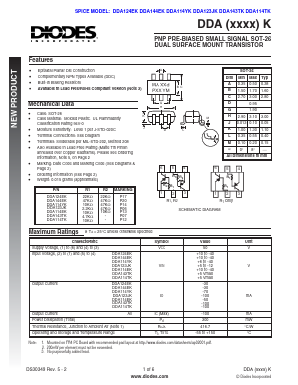 DDA124EK Datasheet PDF Diodes Incorporated.