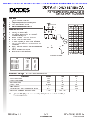 DDTA124TCA Datasheet PDF Diodes Incorporated.