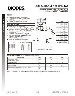 DDTA125TKA Datasheet PDF Diodes Incorporated.