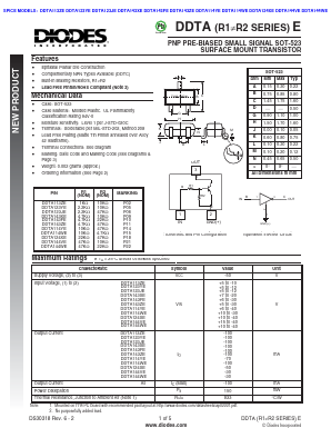 DDTA124XE Datasheet PDF Diodes Incorporated.