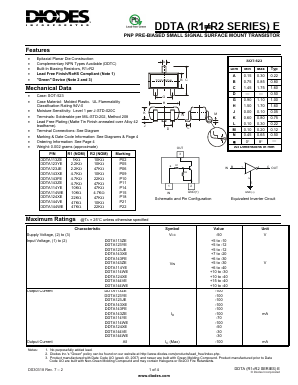 DDTA124XE-7-F Datasheet PDF Diodes Incorporated.