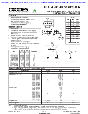 DDTA124XKA Datasheet PDF Diodes Incorporated.