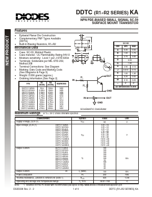 DDTC143ZKA-7 Datasheet PDF Diodes Incorporated.