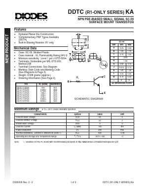 DDTC143TKA-7 Datasheet PDF Diodes Incorporated.