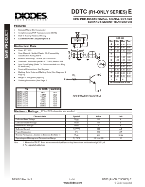 DDTC143TE-7-F Datasheet PDF Diodes Incorporated.